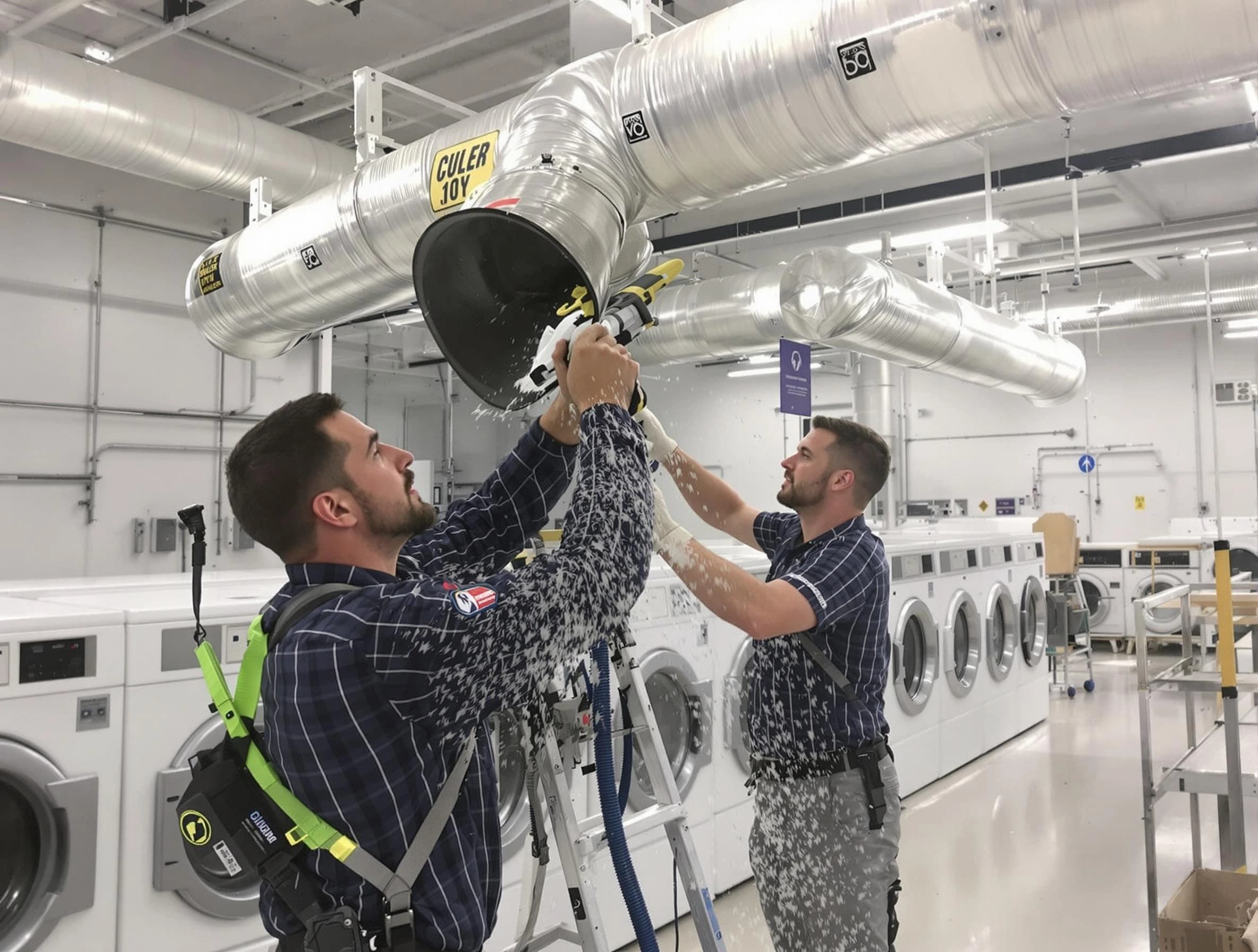 Youngtown Dryer Vent Cleaning team performing large-scale commercial dryer vent cleaning in Youngtown