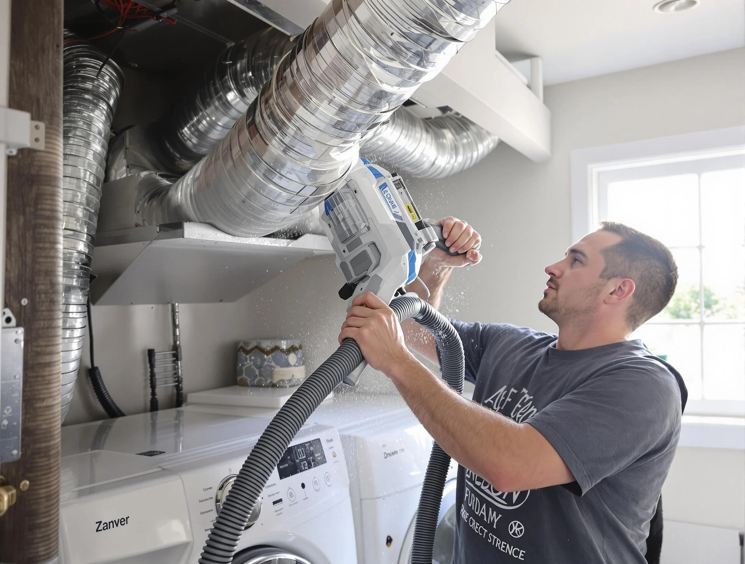 Youngtown Dryer Vent Cleaning specialist cleaning deep within a dryer vent duct system in Youngtown