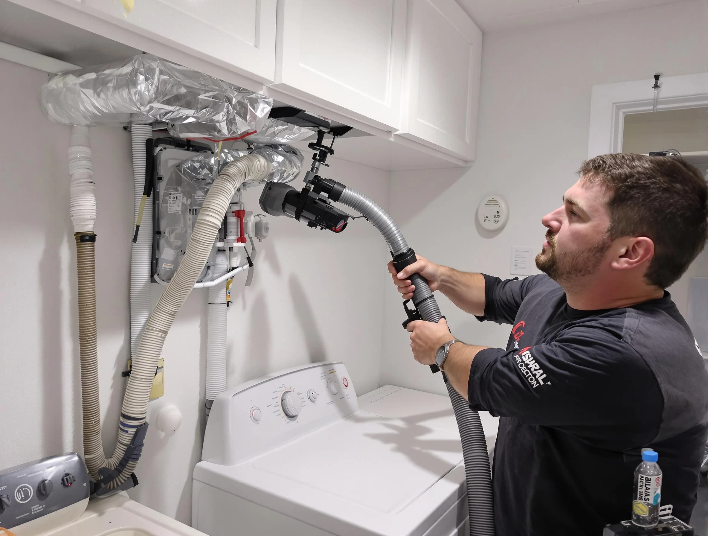 Youngtown Dryer Vent Cleaning certified technician performing safety-focused gas dryer vent cleaning in Youngtown