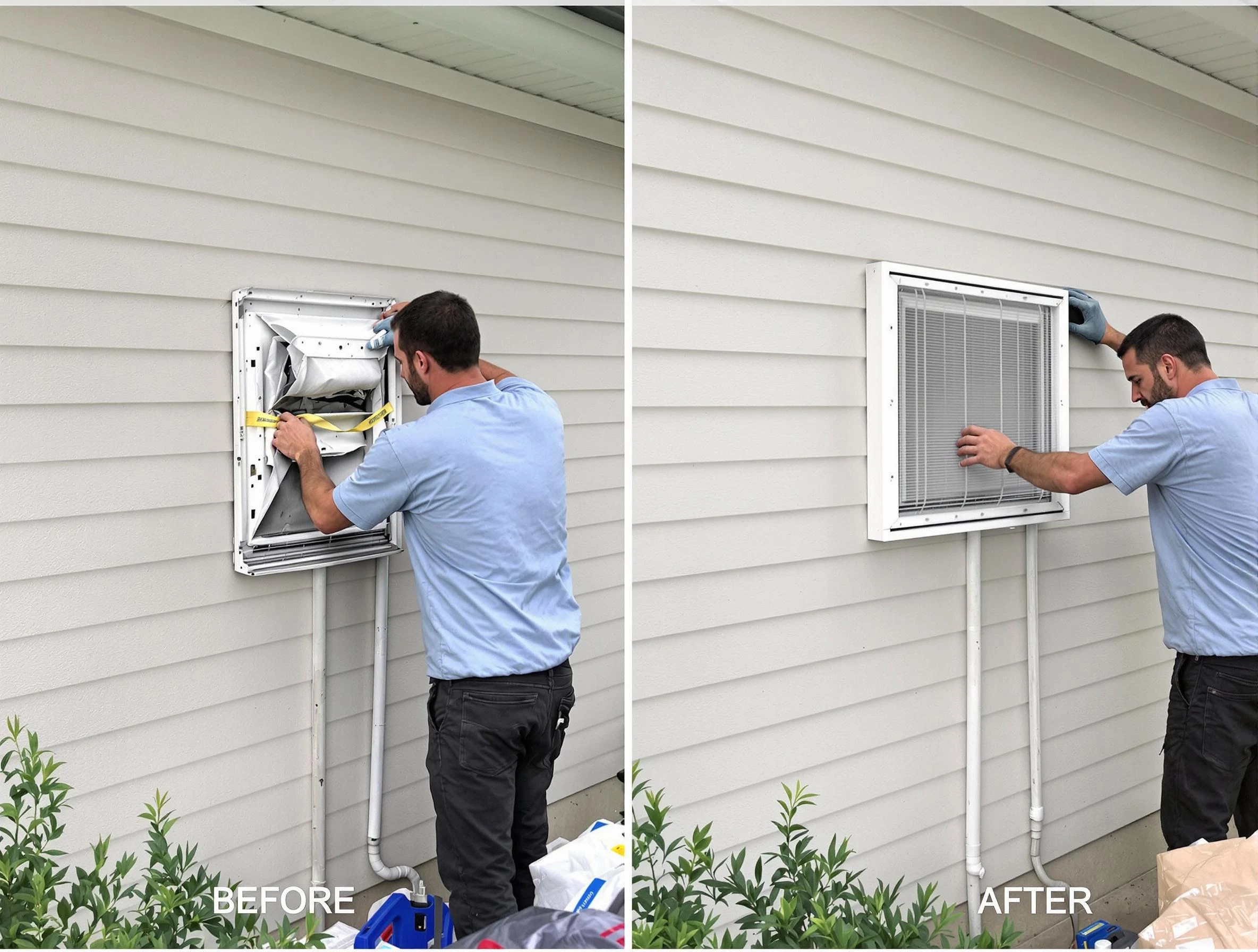 Youngtown Dryer Vent Cleaning technician installing high-quality dryer vent cover at a residential property in Youngtown